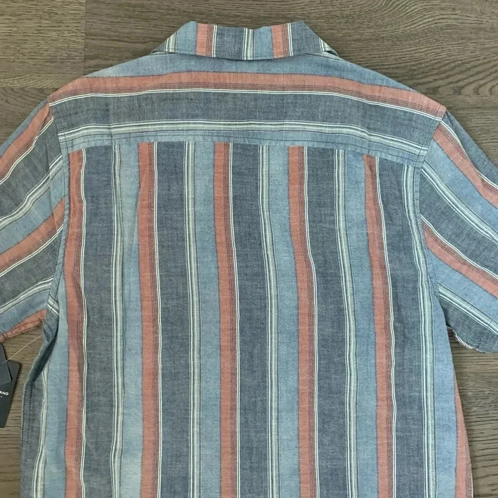 Lucky Brand Striped Short Sleeve Camp Collar Shirt - Size S - Blue/Red - NWT - Picture 8 of 12